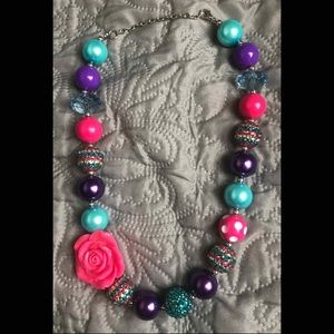 Colorful Rose Bubblegum Chunky Necklace